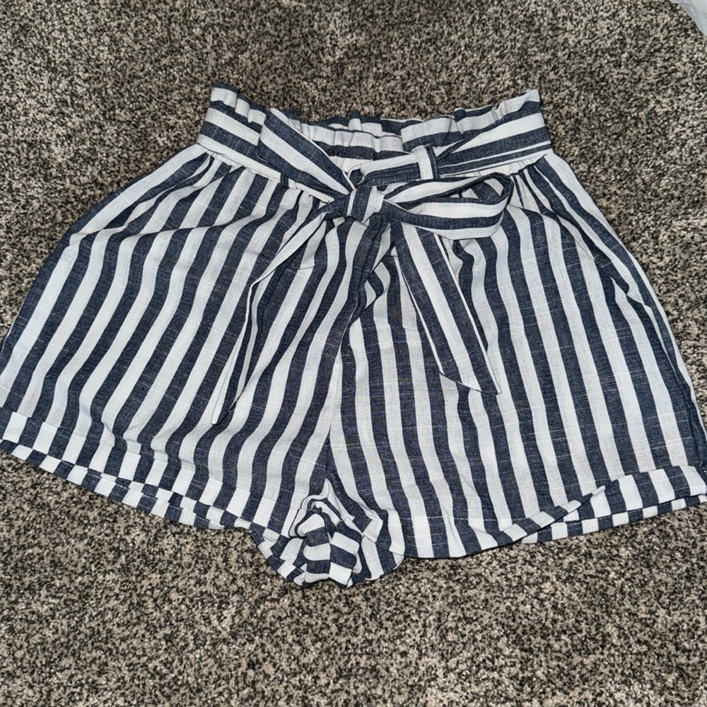 Striped Paper Bag Shorts